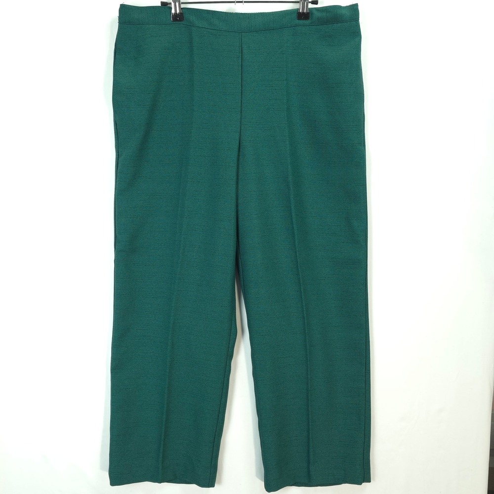 Alfred‎ Dunner Pants Women 16P Green Elastic Waist Pull On Classic Minimalist